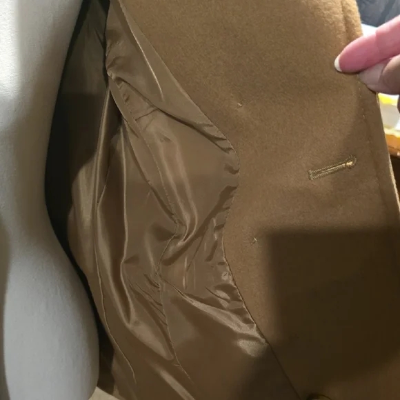 London Fog Camel Peacoat with Checkered Scarf - Picture 3 of 4